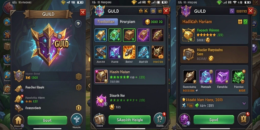 Screenshot 1 menunjukkan karakter heroik dalam petualangan.
